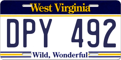 WV license plate DPY492