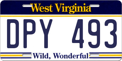 WV license plate DPY493