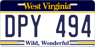 WV license plate DPY494