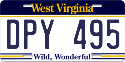 WV license plate DPY495
