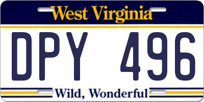 WV license plate DPY496