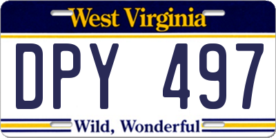 WV license plate DPY497