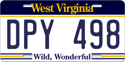 WV license plate DPY498