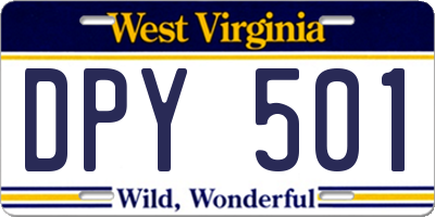 WV license plate DPY501