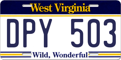 WV license plate DPY503