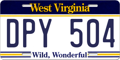 WV license plate DPY504