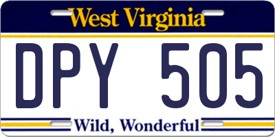 WV license plate DPY505