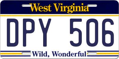 WV license plate DPY506