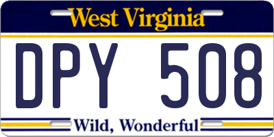 WV license plate DPY508