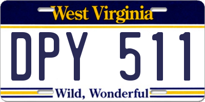 WV license plate DPY511