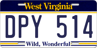WV license plate DPY514