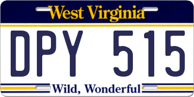 WV license plate DPY515