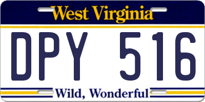 WV license plate DPY516