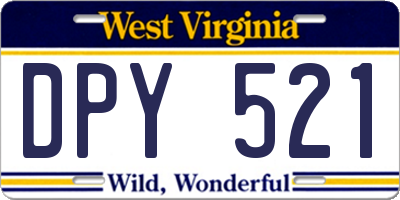 WV license plate DPY521
