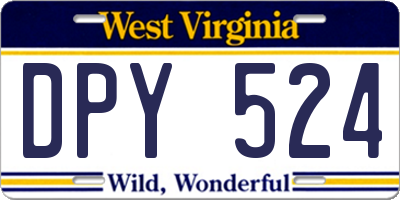 WV license plate DPY524