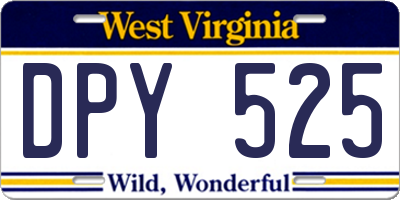 WV license plate DPY525