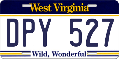 WV license plate DPY527