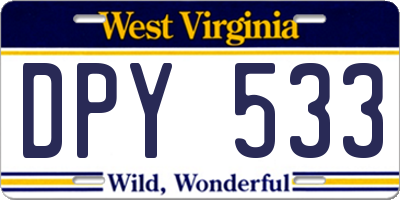 WV license plate DPY533