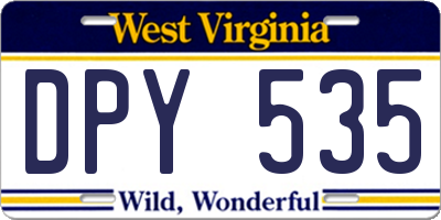 WV license plate DPY535