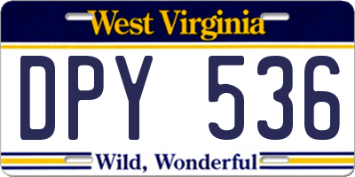 WV license plate DPY536