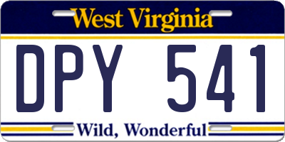 WV license plate DPY541