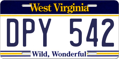 WV license plate DPY542