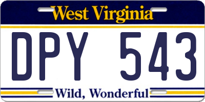 WV license plate DPY543