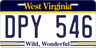 WV license plate DPY546