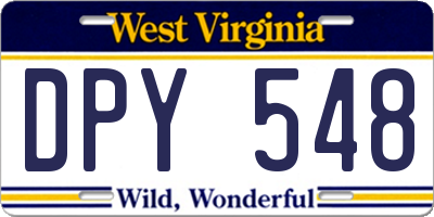 WV license plate DPY548