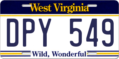 WV license plate DPY549