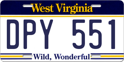 WV license plate DPY551