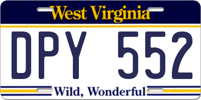 WV license plate DPY552