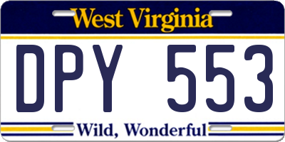 WV license plate DPY553