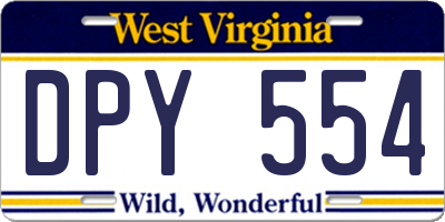 WV license plate DPY554