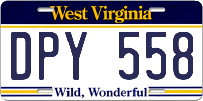 WV license plate DPY558