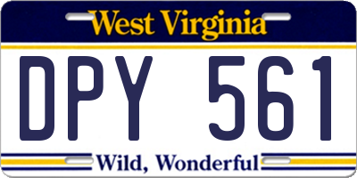 WV license plate DPY561