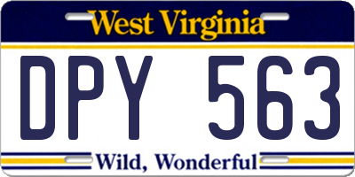 WV license plate DPY563