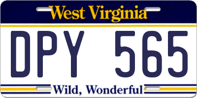 WV license plate DPY565