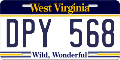 WV license plate DPY568