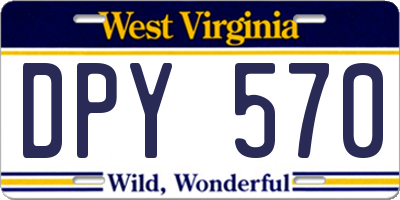 WV license plate DPY570
