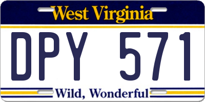 WV license plate DPY571