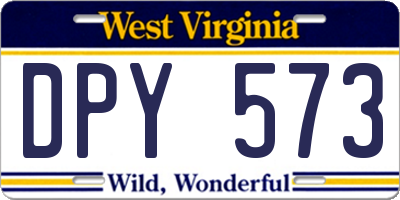 WV license plate DPY573
