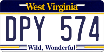 WV license plate DPY574