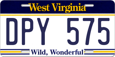 WV license plate DPY575