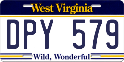 WV license plate DPY579