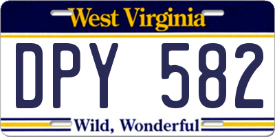 WV license plate DPY582