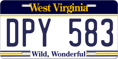 WV license plate DPY583
