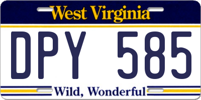 WV license plate DPY585