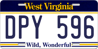 WV license plate DPY596