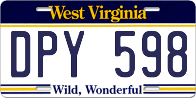WV license plate DPY598